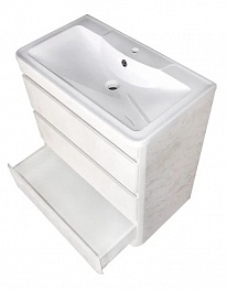 Style Line Мебель для ванной напольная Атлантика 80 (3 ящ.), Люкс, бетон крем, PLUS – фотография-8